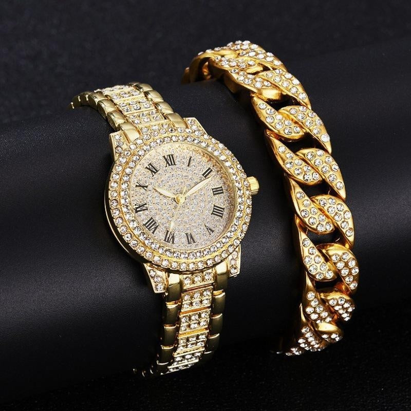 Women's Set of Roman Watch & Gold