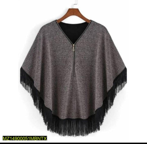 Grey Zipper Poncho