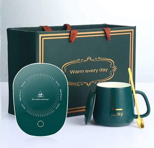 Elegant Ceramic Mug Set with Intelligent Heating And Spoon